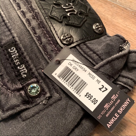 NWT Miss Me Signature Rise Ankle Skinny Charcoal - Picture 2 of 5